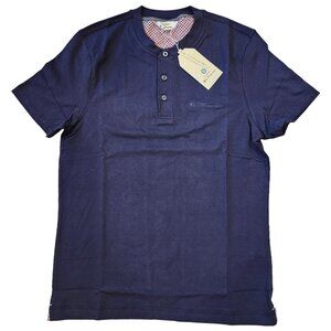 Ben Sherman Mod Fit Classic Fit Button Front T Shirt Navy Blue Men's Small